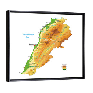 Lebanon Physical Map Wall Art