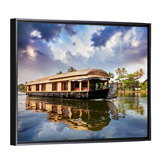 Alleppey Houseboat, Kerala Backwaters Wall Art as a framed canvas
