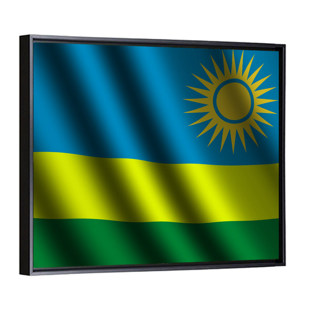 Rwandan Flag with Golden Sun Wall Art