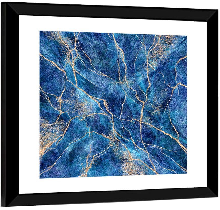 Blue Marble with Gold Veins Wall Art