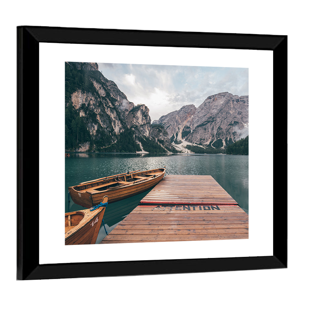 Lago Di Braies Dock, Dolomites Wall Art