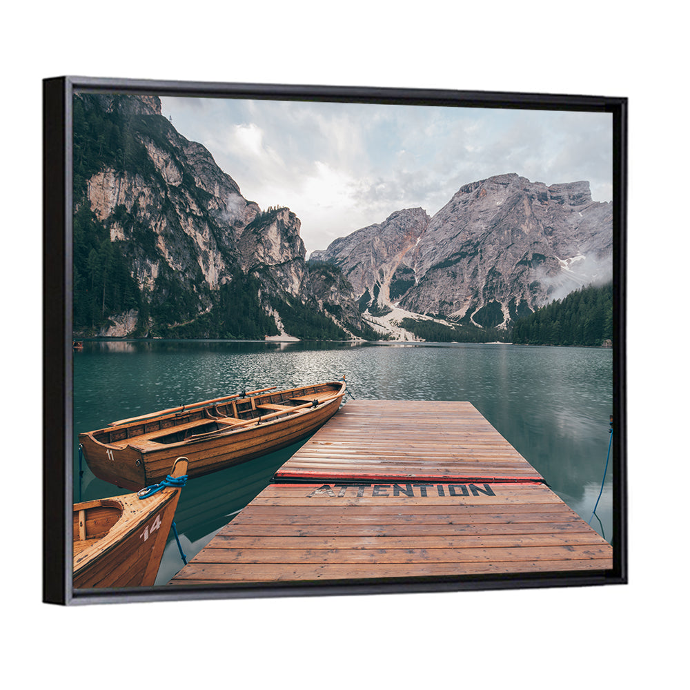 Lago Di Braies Dock, Dolomites Wall Art