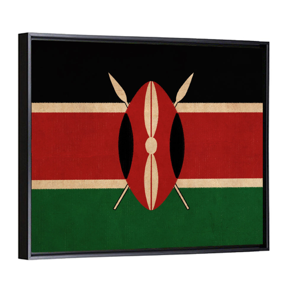 Kenyan Flag with Shield Emblem Wall Art