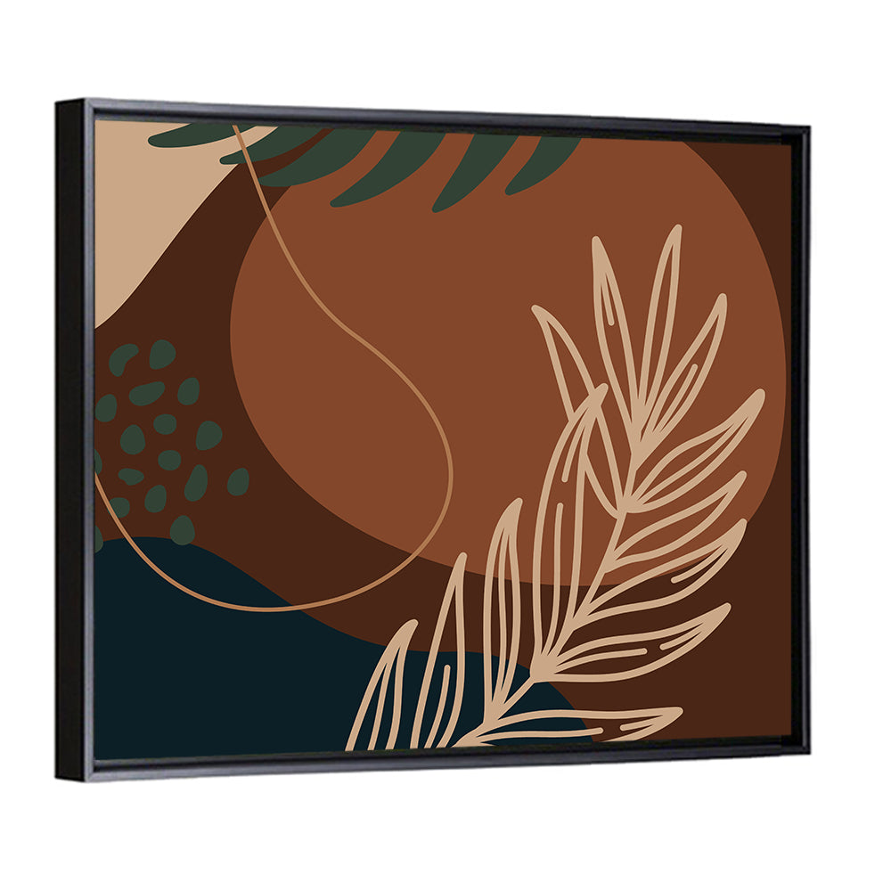 Brown Geometric Palm Leaf Wall Art