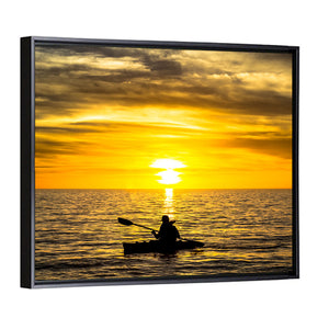 Fisherman In Ocean Sunset Wall Art