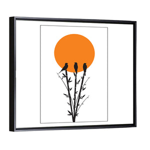 Bamboo Tree & Birds Silhouette Wall Art