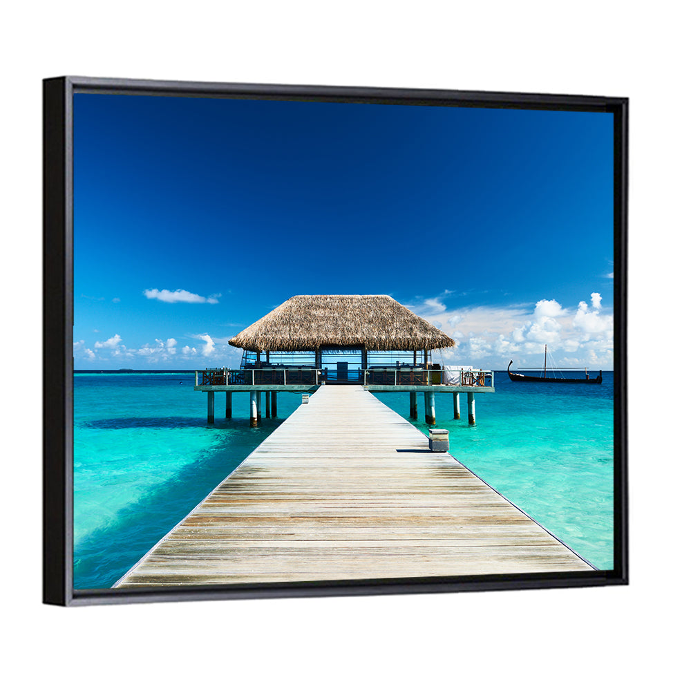 Maldives Wooden Jetty Over Turquoise Water Wall Art