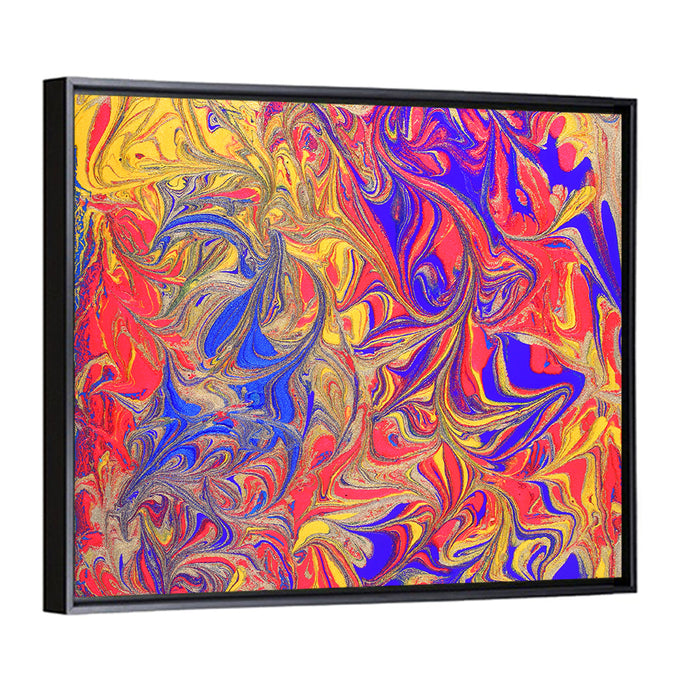 Vibrant Marbled Swirl Abstract Wall Art as a framed canvas