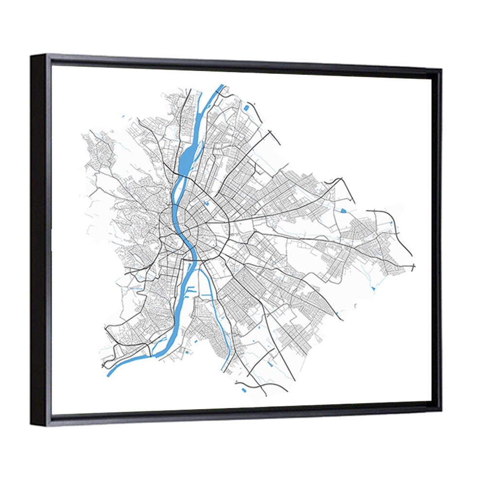 Budapest City Map Wall Art