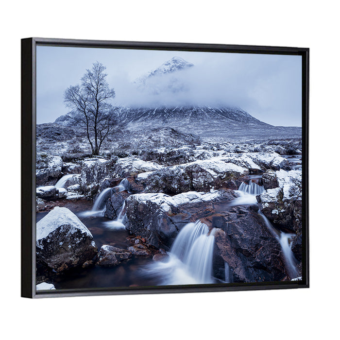 Buachaille Etive Mor Winter Mountain Wall Art as a framed canvas