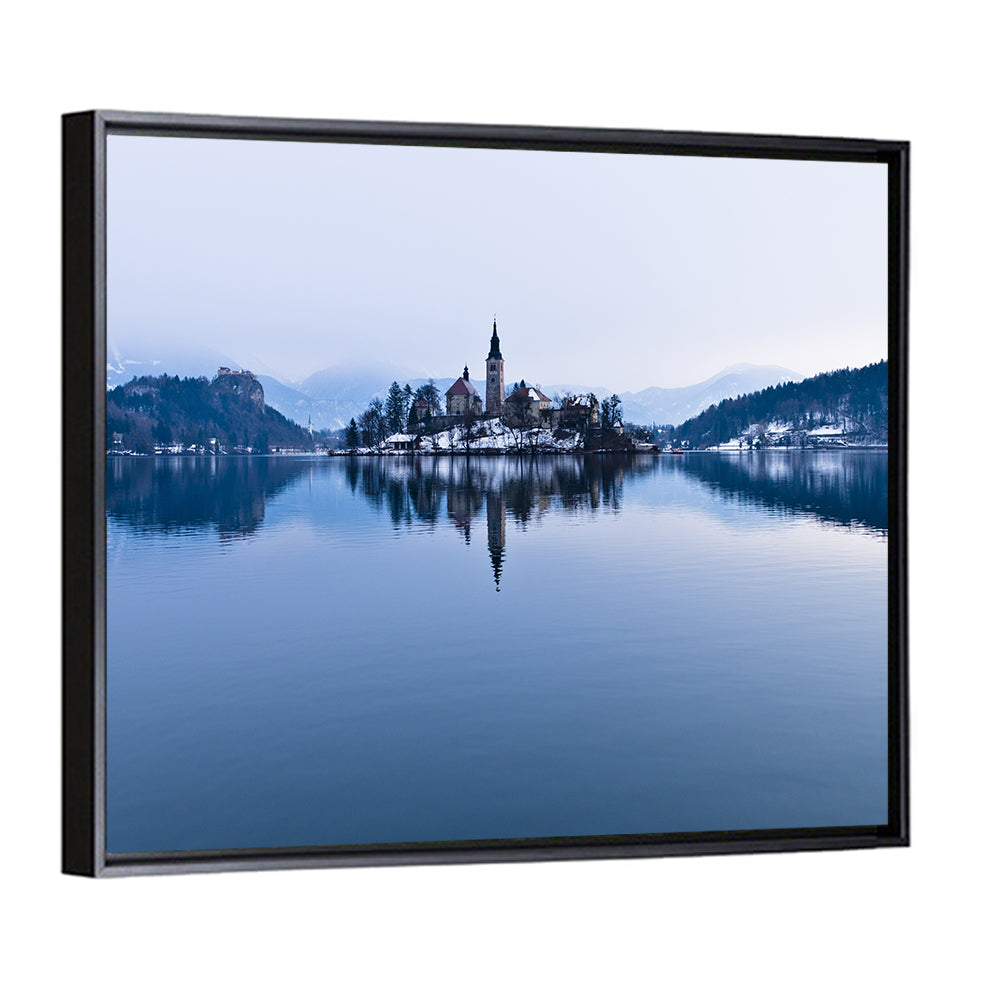 Bled Island Church in Winter Wall Art