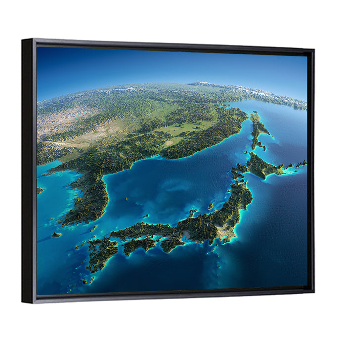 Japanese Archipelago Aerial View Wall Art as a framed canvas