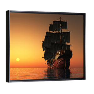 Sailing Ship In Evening Wall Art