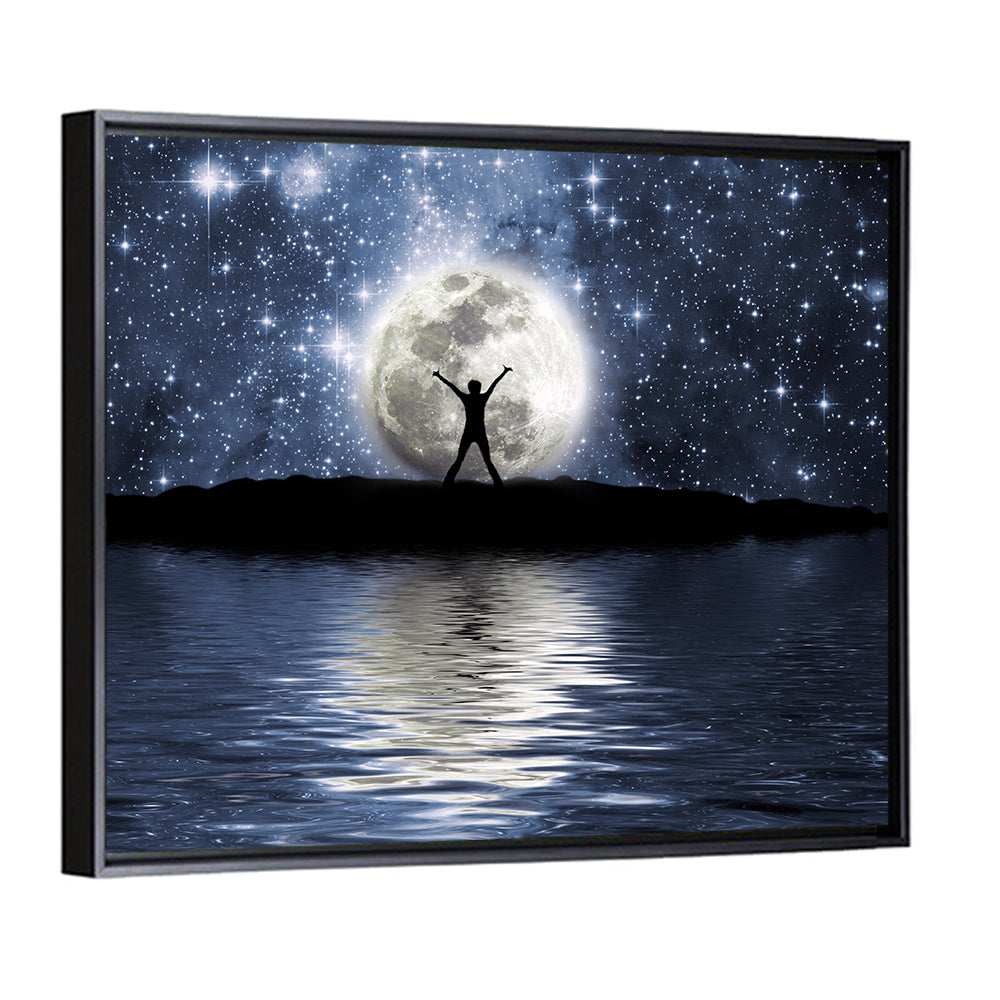 Silhouette Before Full Moon Wall Art
