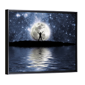 Man Infront Of Moon Wall Art