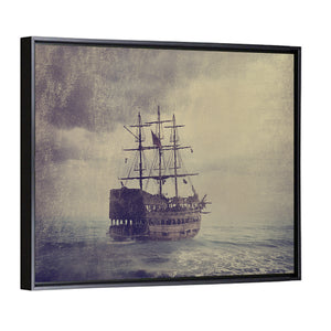 Old Pirate Ship In The Sea Wall Art