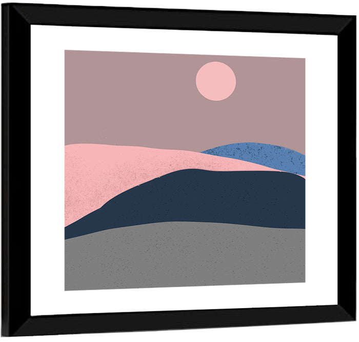 Minimal Mountain Dawn Wall Art as a framed print