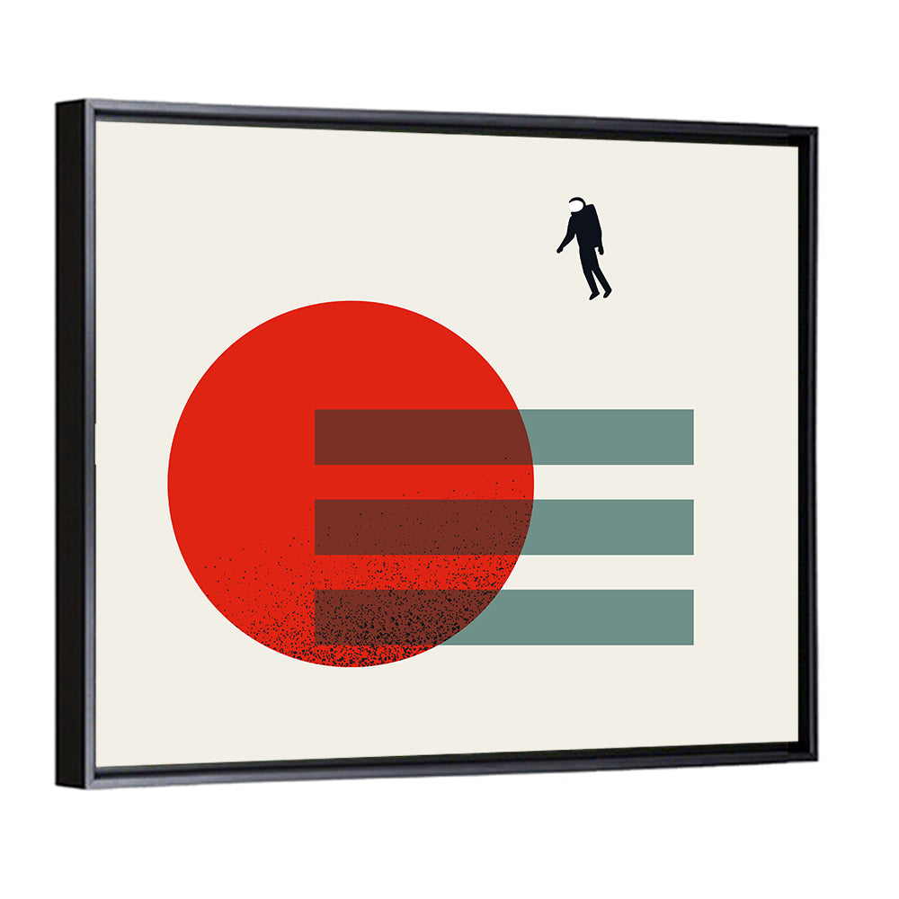 Minimalist Astronaut and Red Planet Wall Art