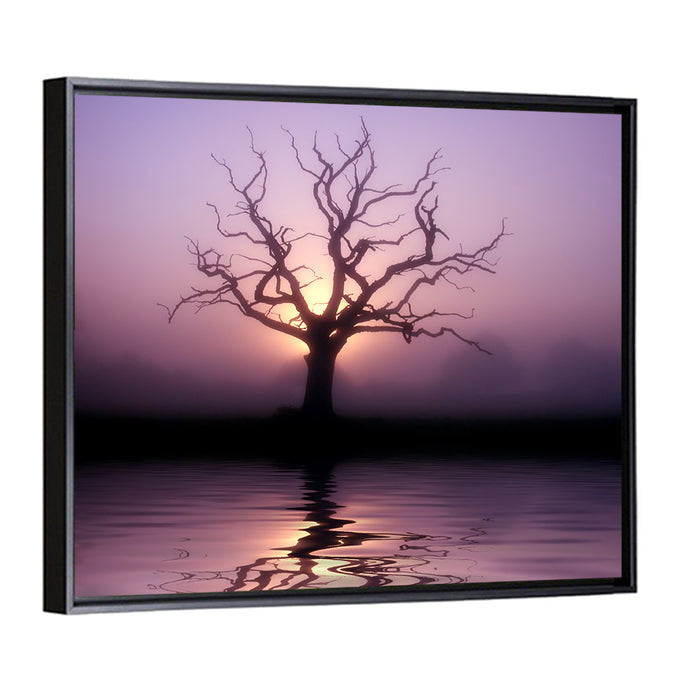 Bare Tree at Dawn Wall Art as a framed canvas