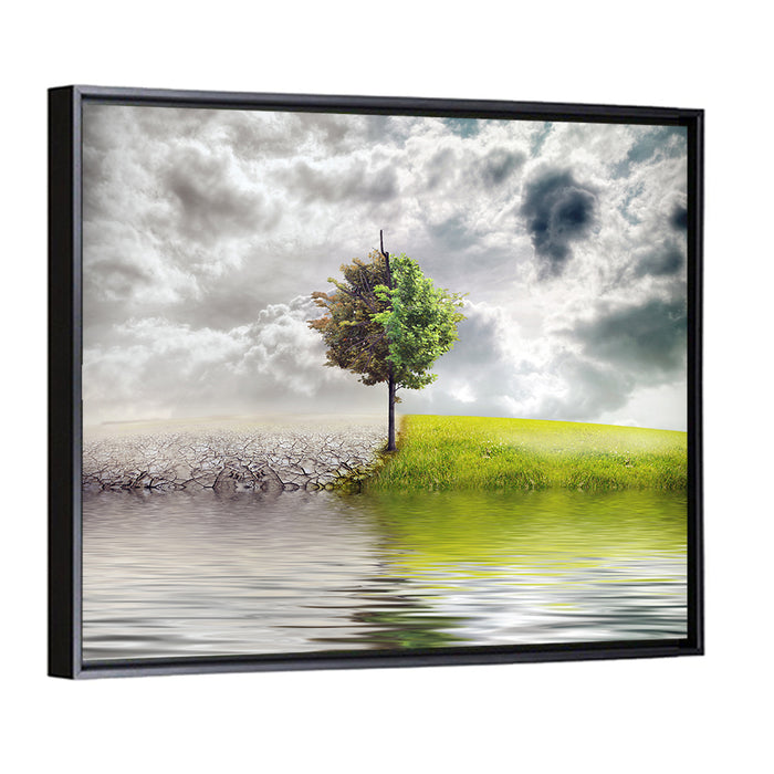Tree Between Life and Decay Wall Art as a framed canvas
