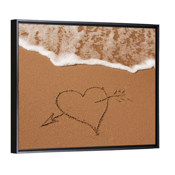 Heart in the Sand Wall Art as a framed canvas