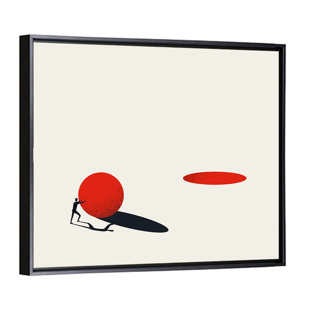 Man Pushing Sphere Wall Art