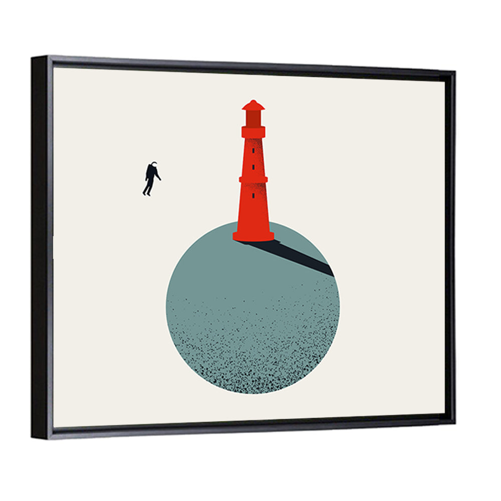 Red Lighthouse on Planet Wall Art