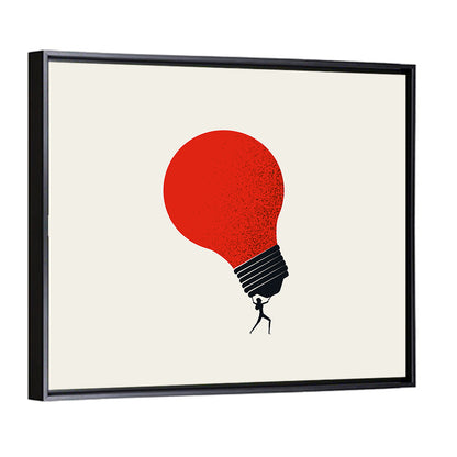 Person Holding Red Lightbulb Wall Art
