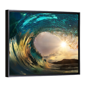 Ocean Surfing Wave Sunset Wall Art