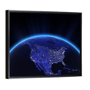 USA City Lights At Night Wall Art