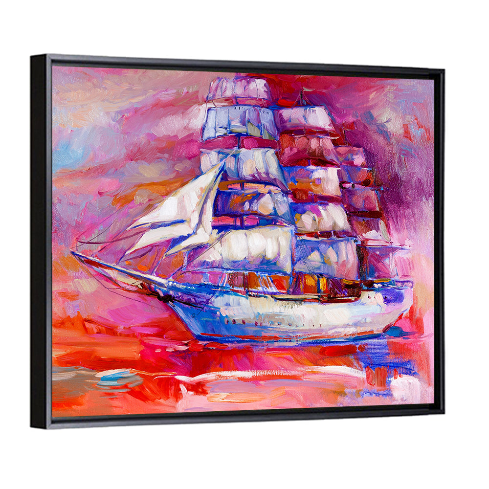 Colorful Tall Ship at Sea Wall Art