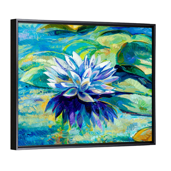 Impressionist Water Lily Study Wall Art as a framed canvas
