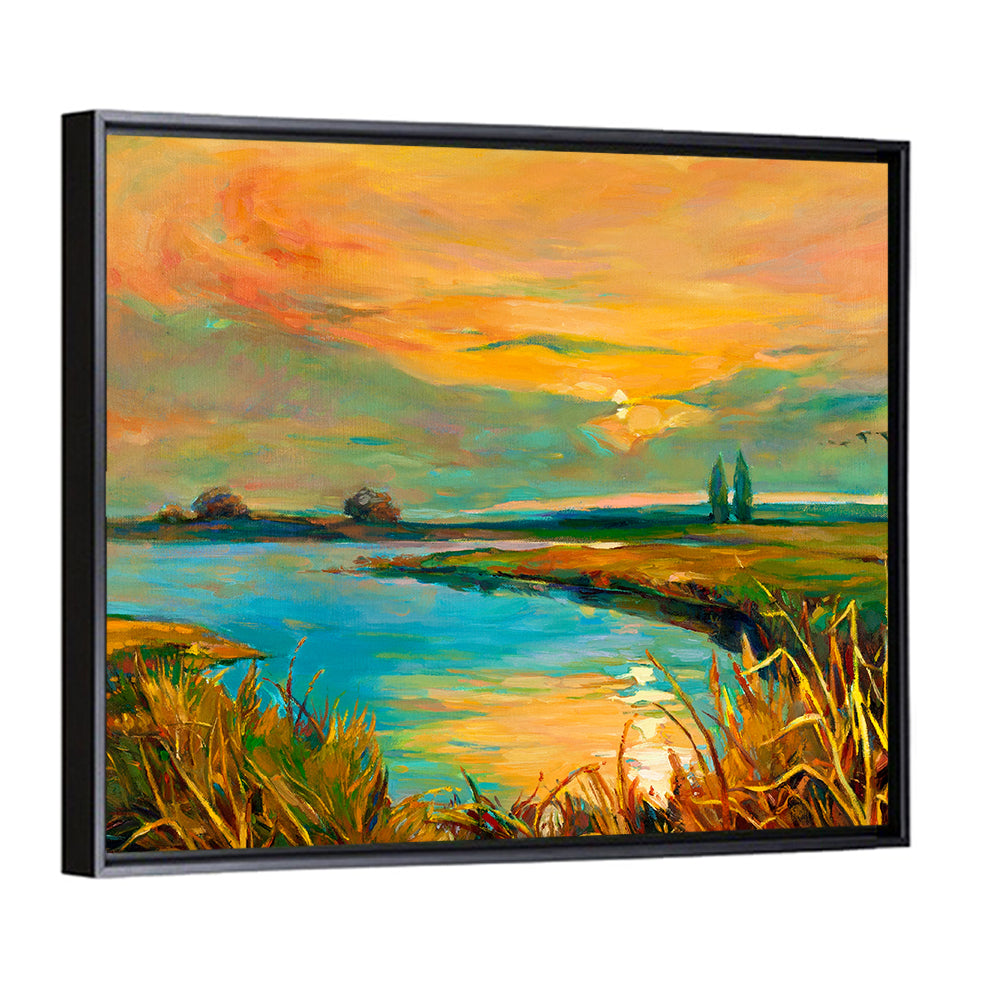 Golden Lake Sunset Wall Art