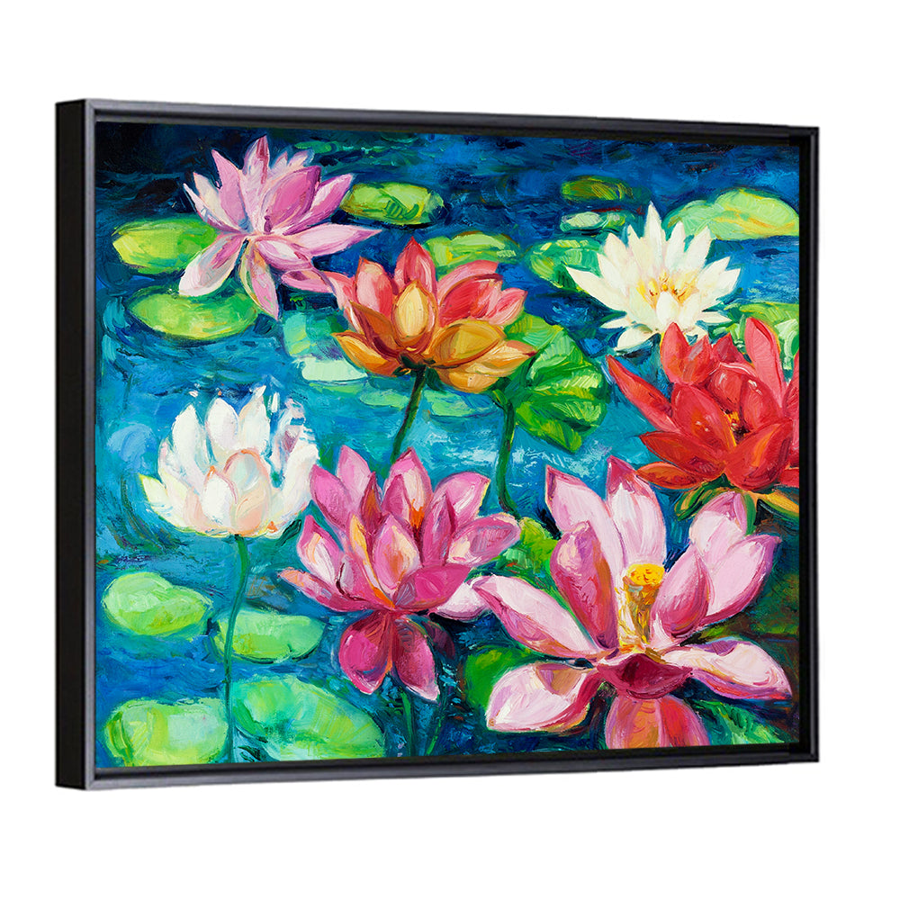 Overhead Lotus Pond Painting Wall Art