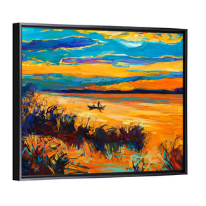 Boat In Lake Wall Art