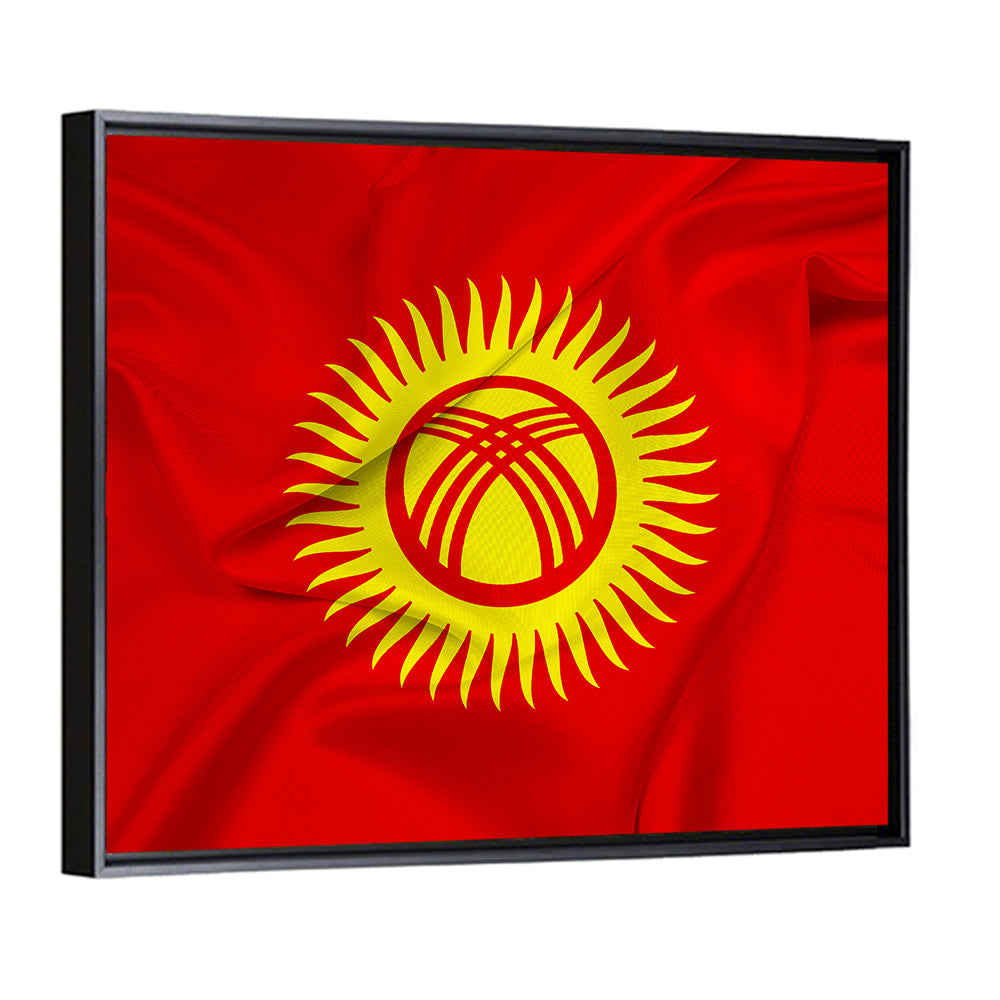 Kyrgyzstan Flag with Tunduk Emblem Canvas Wall Art