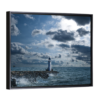 Lighthouse Under Storm Wall Art