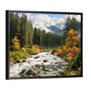 Stream & Forest In Autumn Wall Art