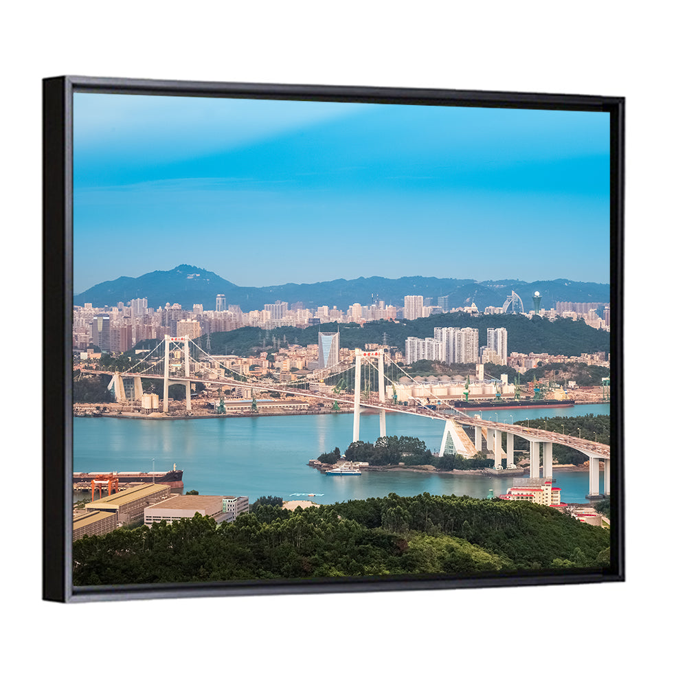 Haicang Suspension Bridge at Dusk Wall Art