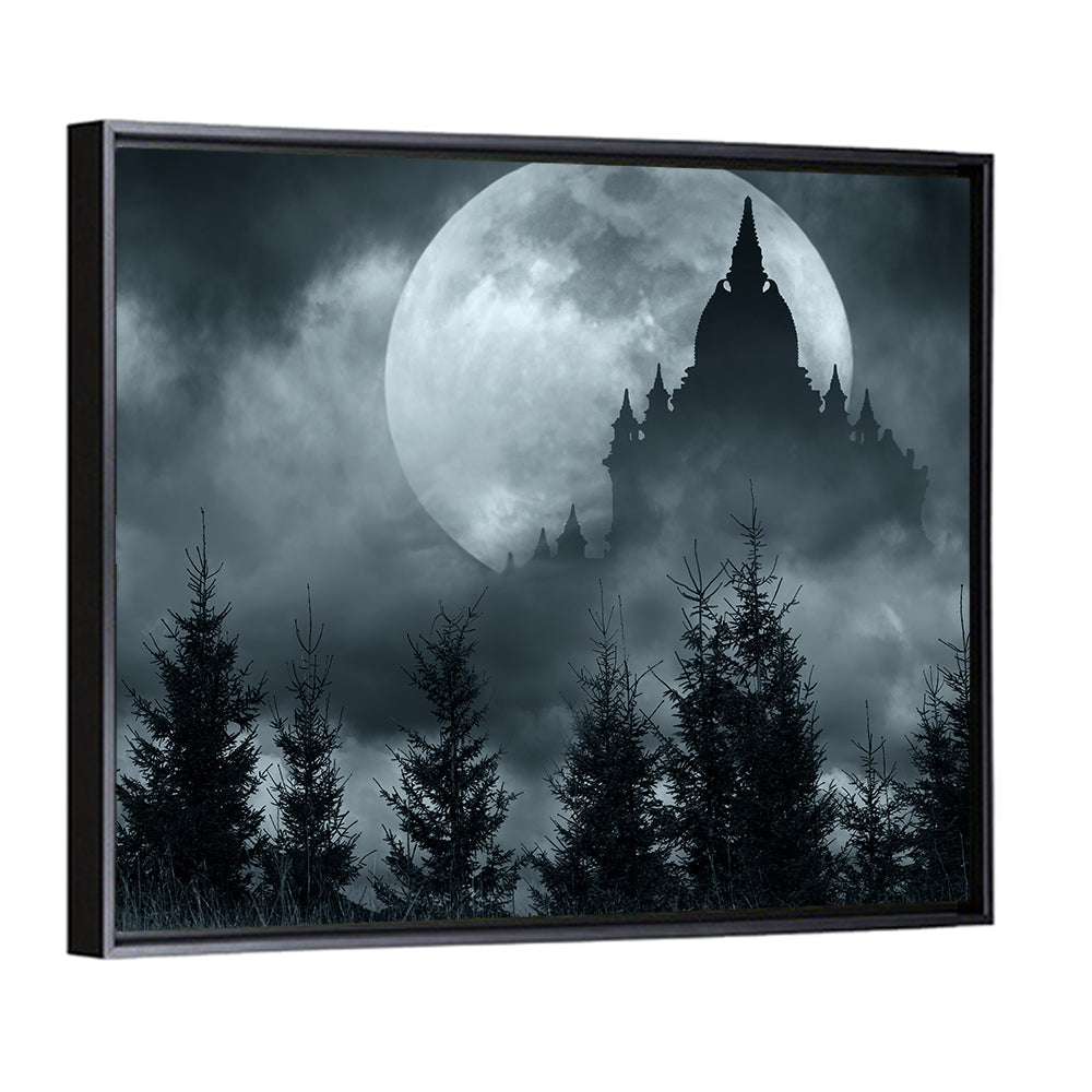 Moonlit Magic Castle Silhouette Wall Art