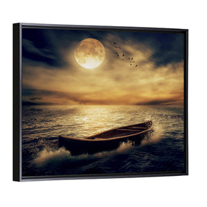 Boat In Stormy Ocean Wall Art