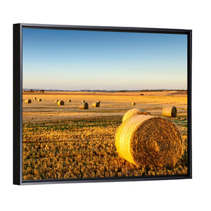 Farm Land Hay Bales Sunset Wall Art