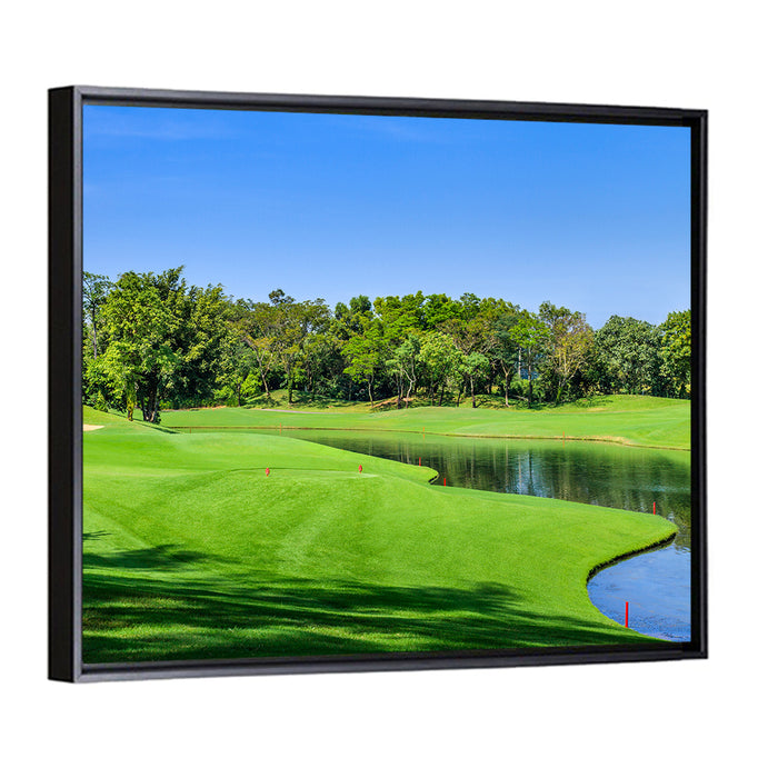 Green Golf Course Thailand Wall Art as a framed canvas