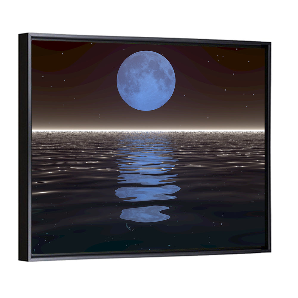 Surreal Moonset Over Reflective Sea Wall Art