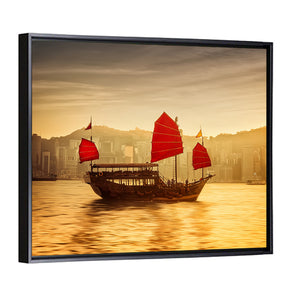 Victoria Harbor Skyline Sunset Wall Art