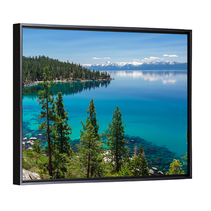 Lake Tahoe Reflection Wall Art as a framed canvas