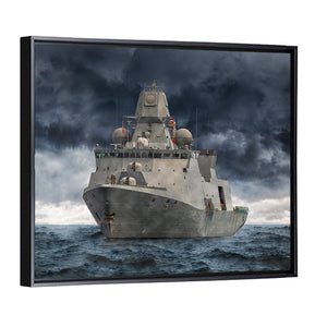 Military Ship On Sea Wall Art