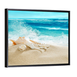 Tropical Beach & Splashing Waves Wall Art