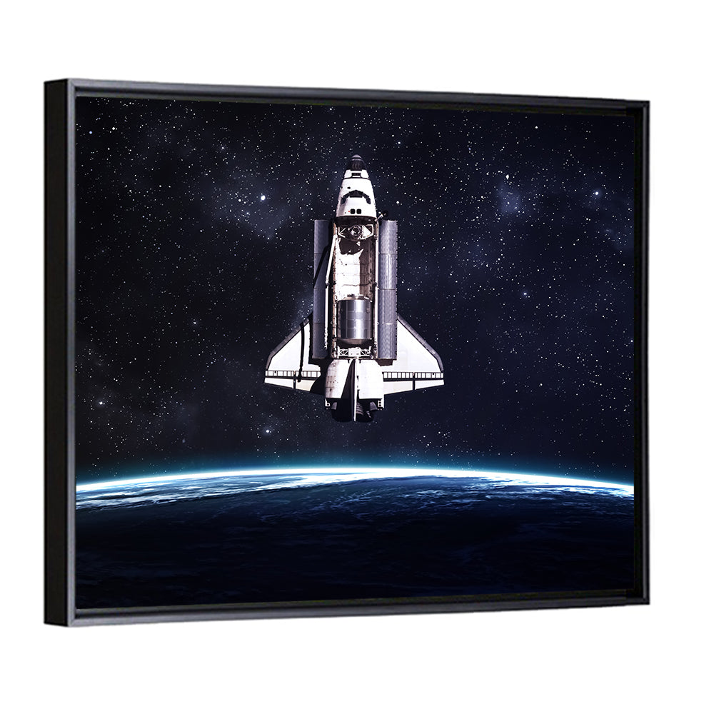 Space Shuttle Over Curved Earth Wall Art