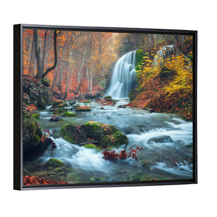 Autumn Silver Stream, Crimea Wall Art as a framed canvas